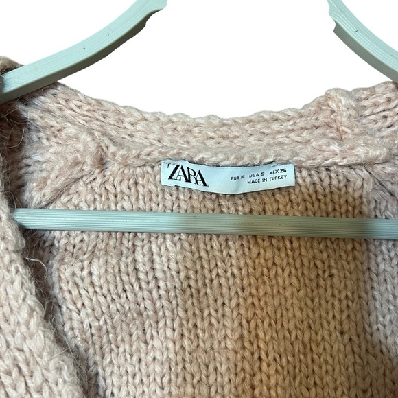 Zara cardigan chunky Pink Cardigan wool alpaca blend small - Picture 9 of 15